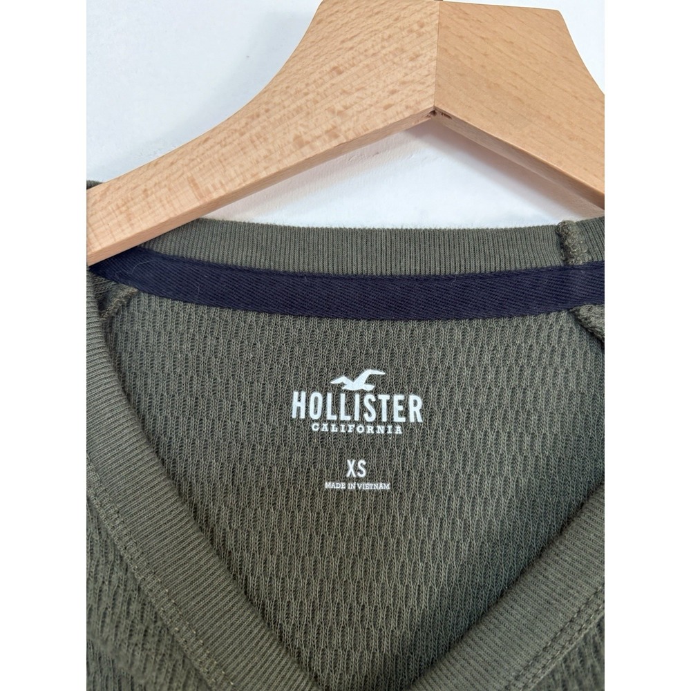 Hollister Mens Olive Green Waffle Knit XS Thermal Long Gorpcore Earthy Skater